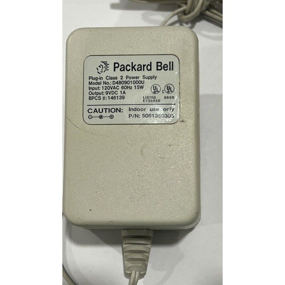 Packard Bell D480901000U 120V/ 9VDC/ 15W 5061359305 Class 2 Power AC/ DC Adapter